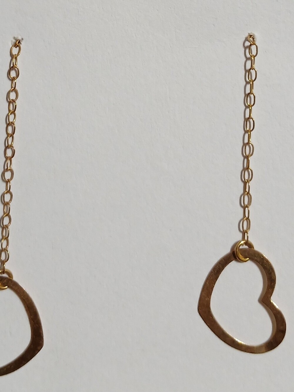 14k Delicate Gold Heart Thearder Earrings - Minimalist Women Jewelry